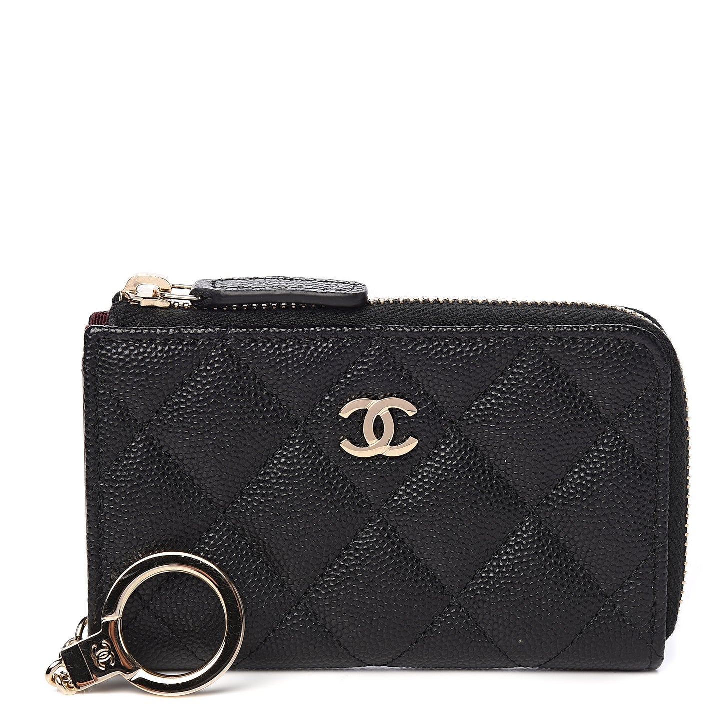 Caviar Quilted Key Holder Case Black
