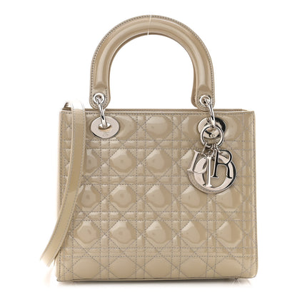 Christian Dior Patent Cannage Medium Lady Dior Beige 1 of 9