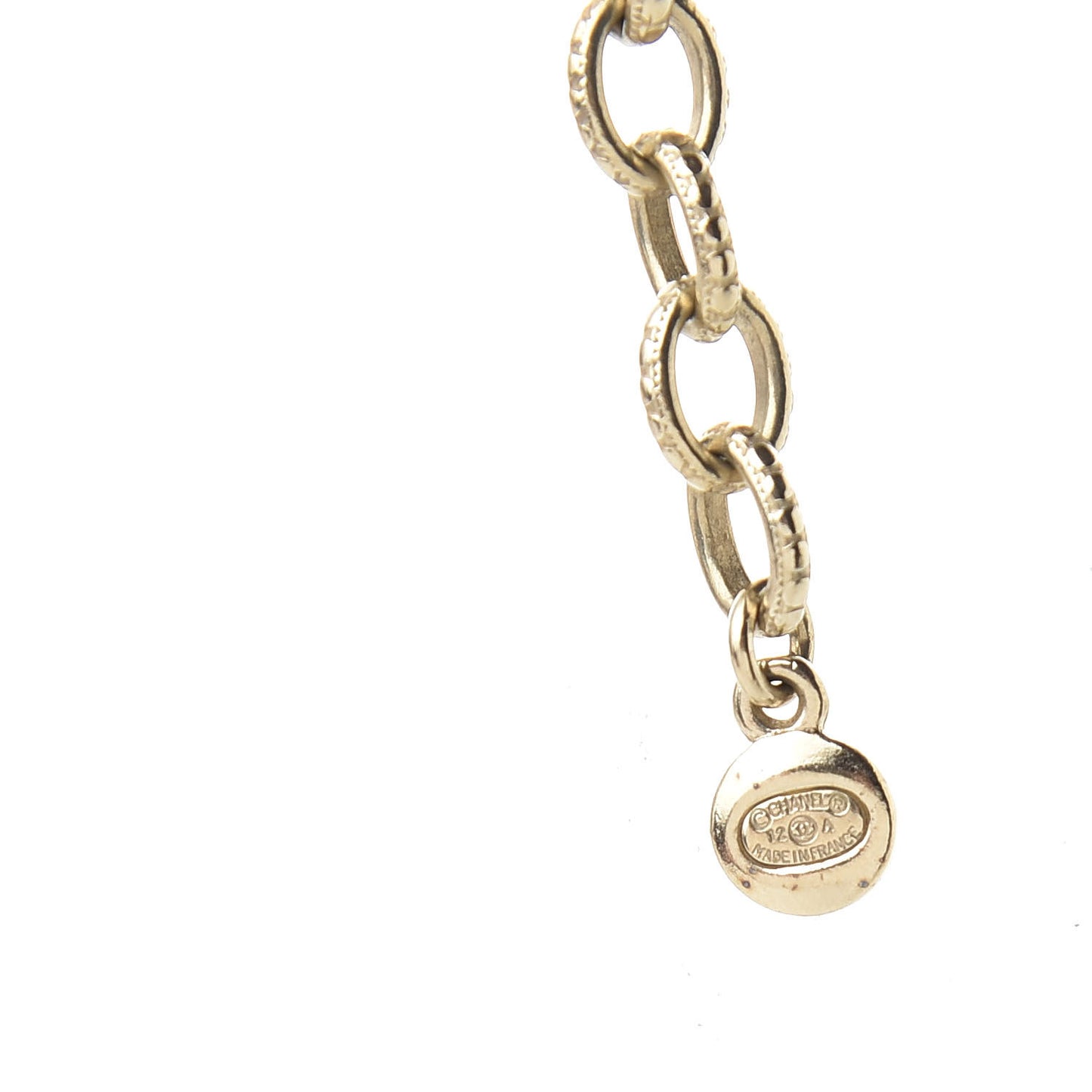 Stone CC Chain Pendant Necklace Gold