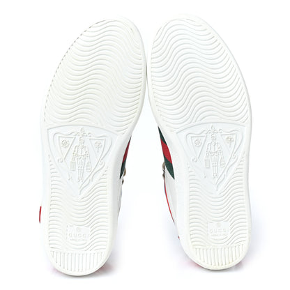 Gucci Calfskin Ayers Web Mens New Ace Stripe High Top Sneakers 6.5 White 5 of 8