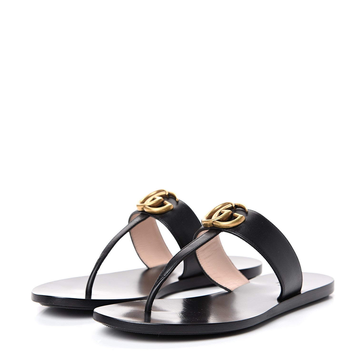 Gucci Calfskin GG Marmont Thong Sandals 36 Black 3 of 12