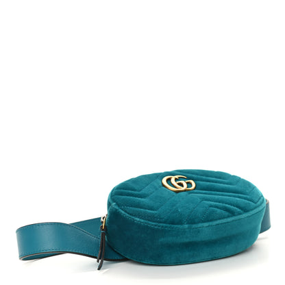Gucci Velvet Matelasse GG Marmont Belt Bag 85 34 Pavone Cyan 4 of 10