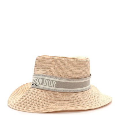 Christian Dior Straw Lage Dioresort Brim Hat 58 Natural 1 of 7