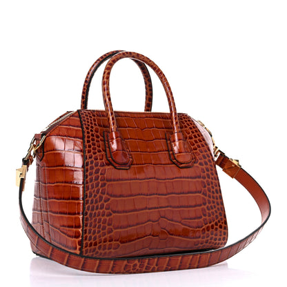 Givenchy Calfskin Crocodile Embossed Small Antigona Cognac 3 of 11