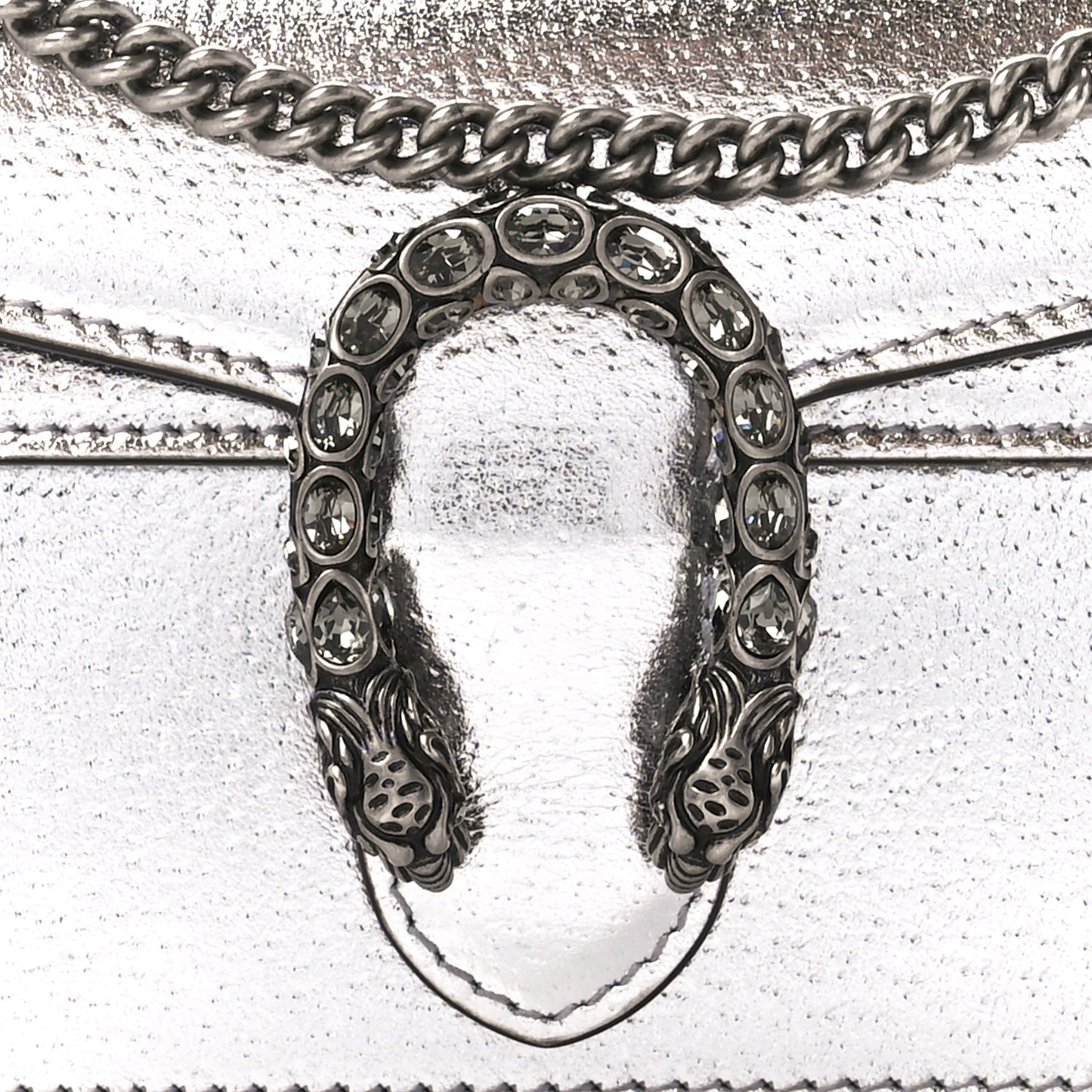 Metallic Calfskin Super Mini Dionysus Shoulder Bag Silver