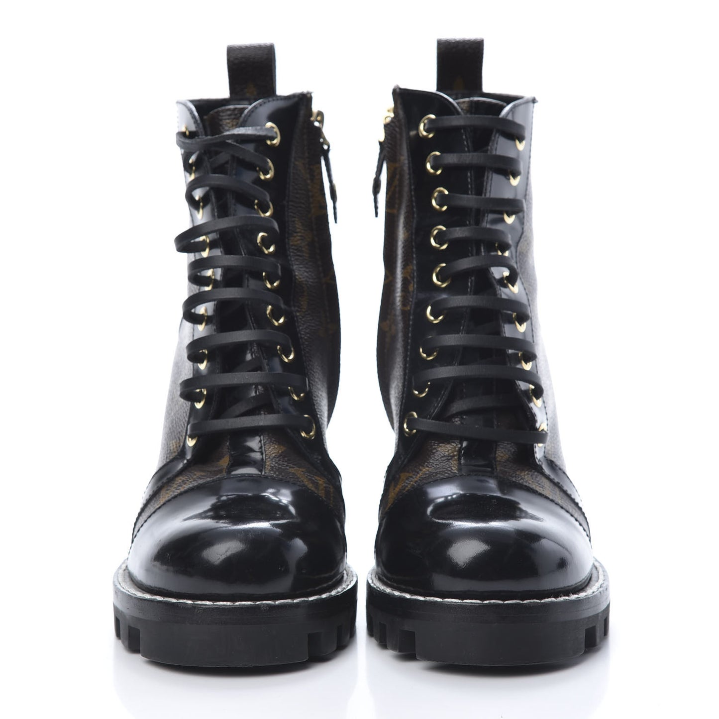 Patent Calfskin Monogram Star Trail Ankle Boots 36 Black
