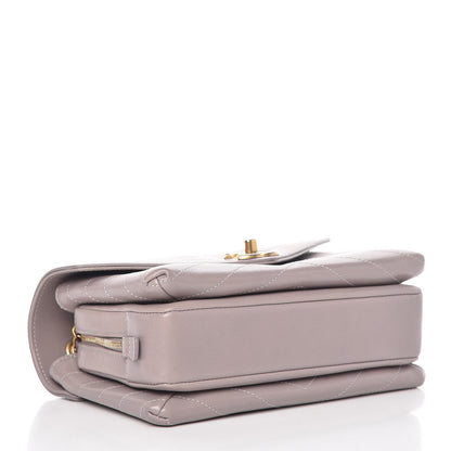 Chanel Lambskin Chevron Stitched Envelope Flap Light Grey 4 of 9