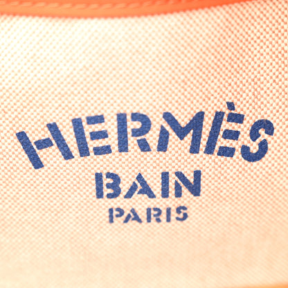 Hermes H Canvas Palm Tree Beach Bag Corail Parme Rose 6 of 10