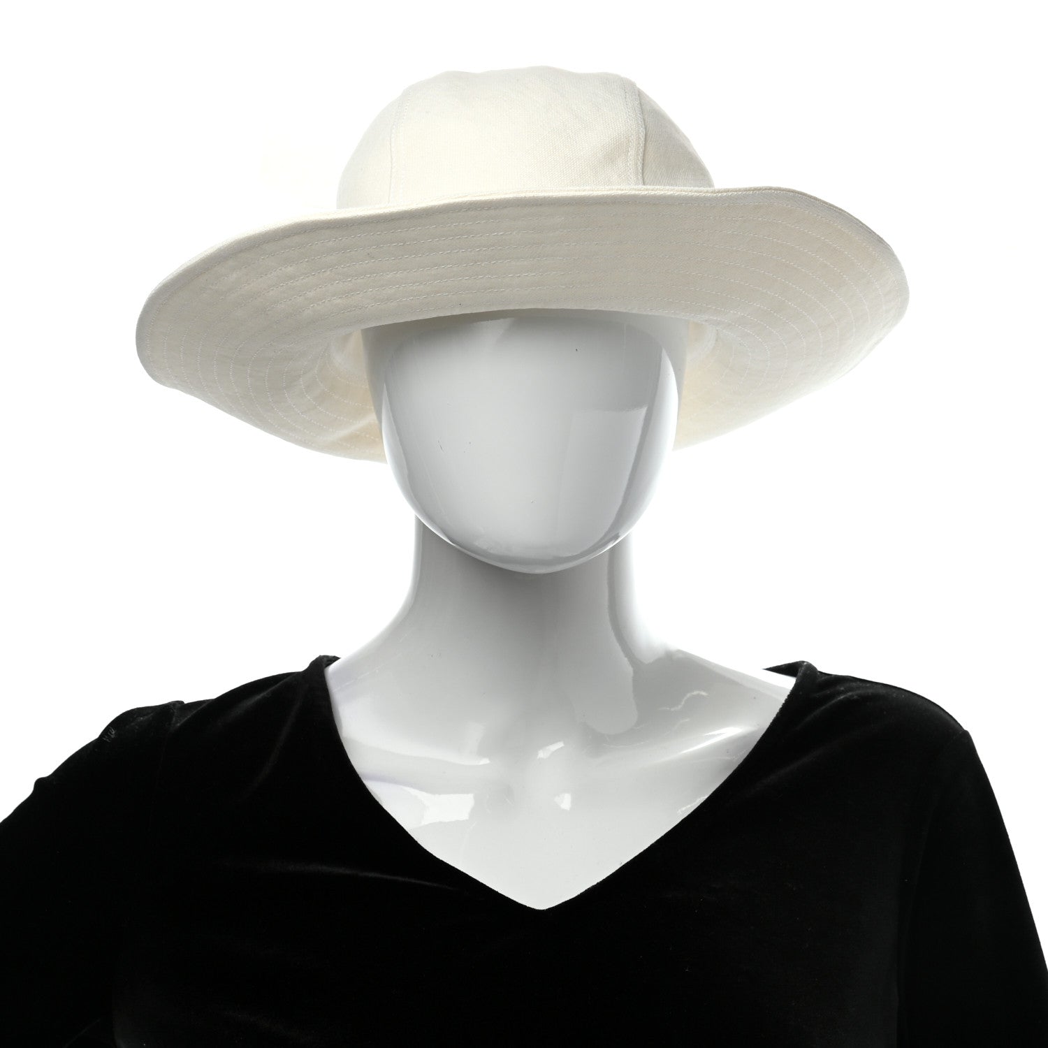 Hermes Linen Colette Hat 57 Warm White 2 of 10