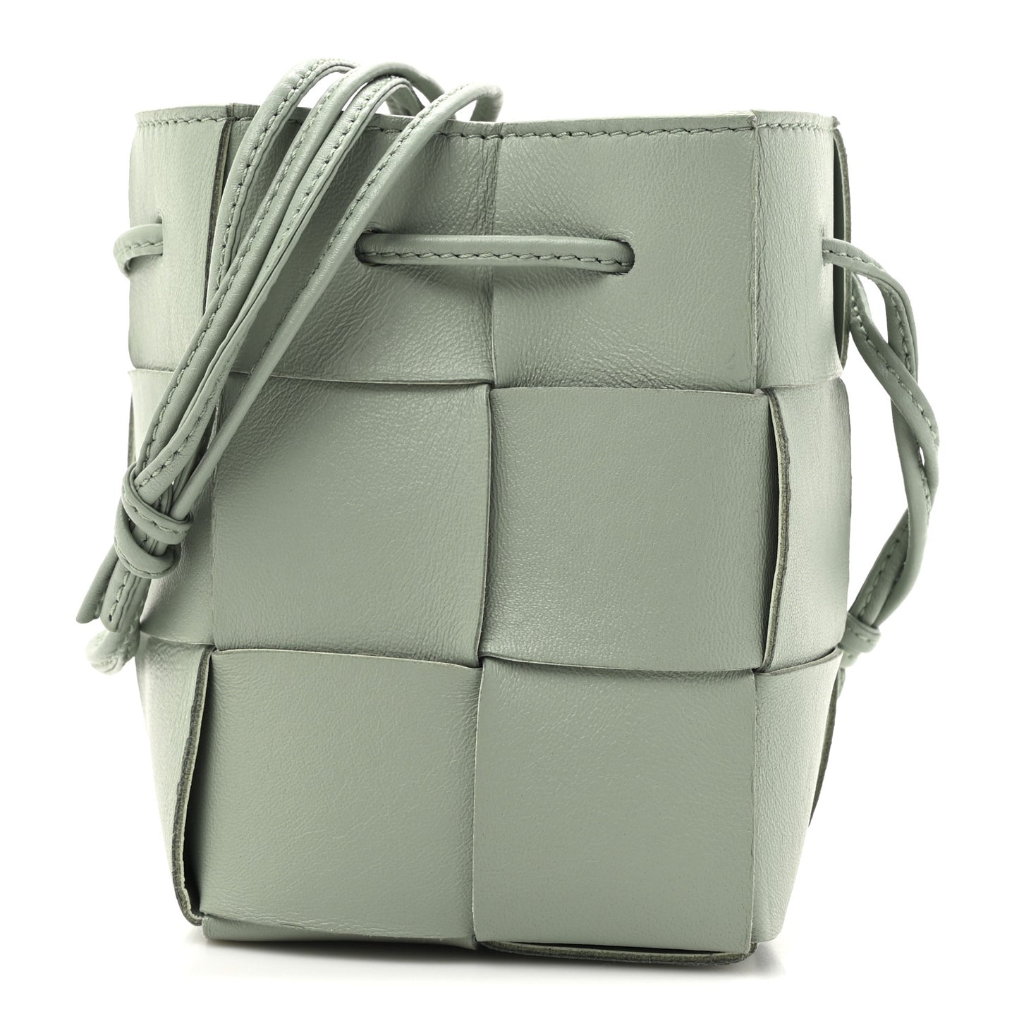 Nappa Maxi Intrecciato Mini Cassette Bucket Bag New Sauge