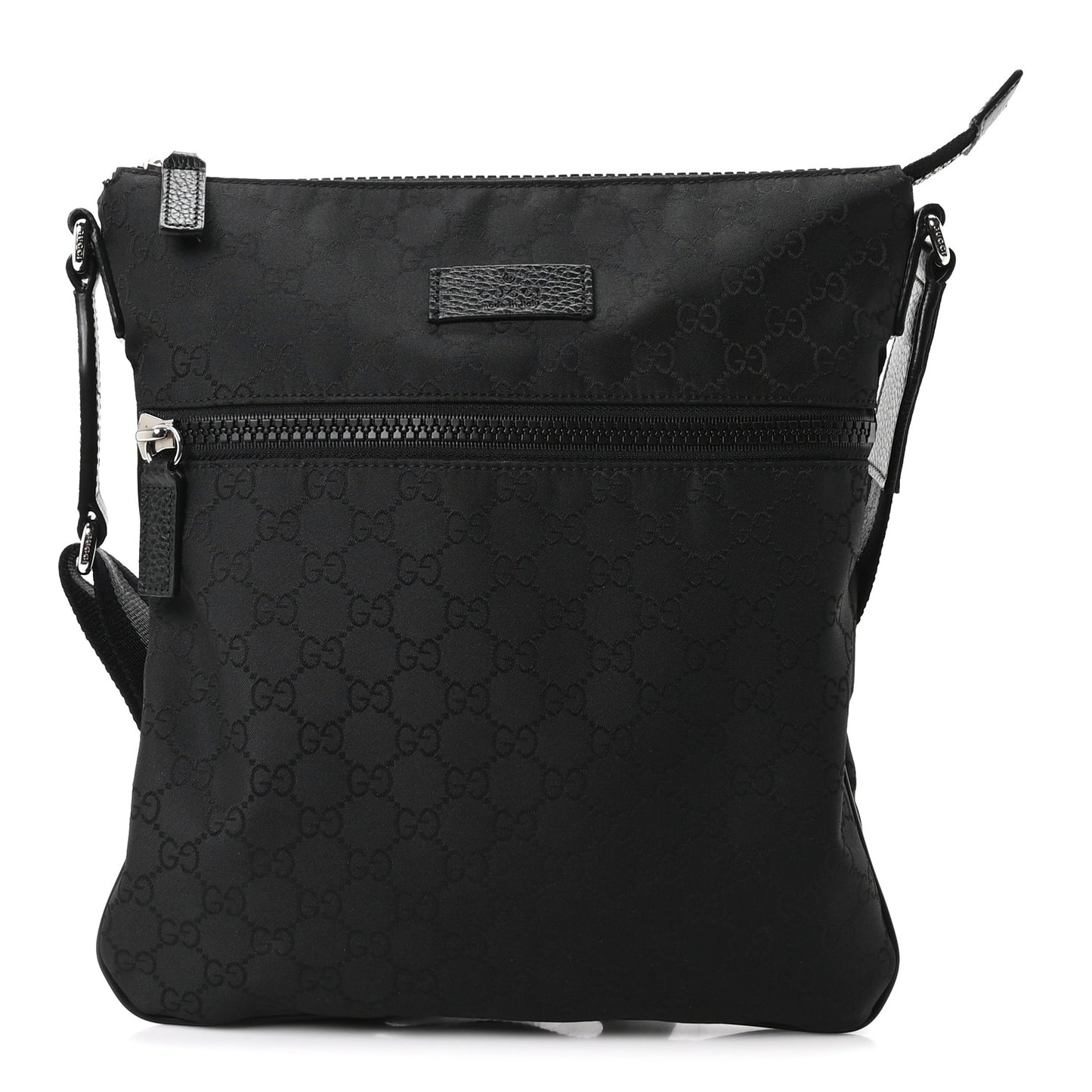 Nylon Monogram Small Flat Messenger Bag Black