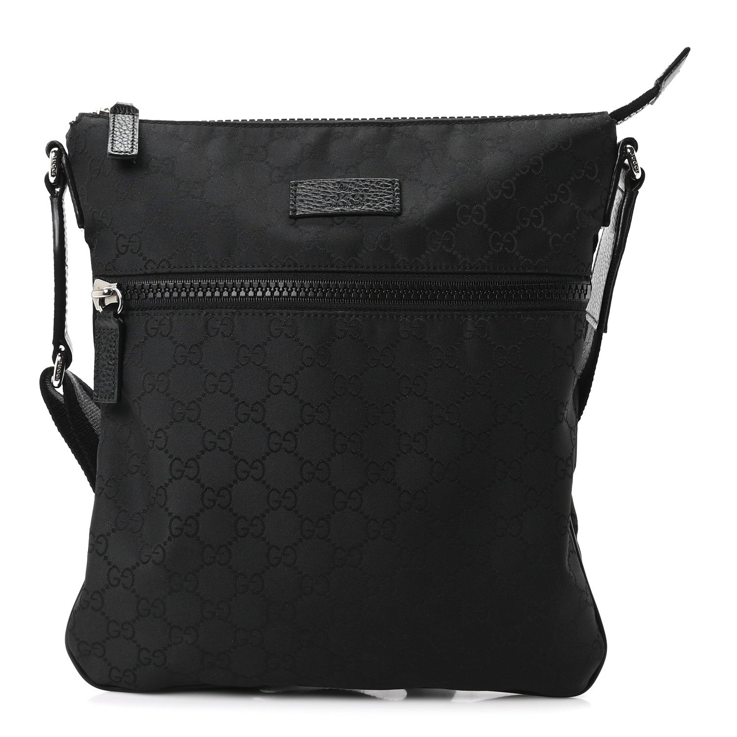 Gucci Nylon Monogram Small Flat Messenger Bag Black 1 of 10