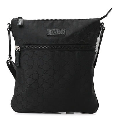 Gucci Nylon Monogram Small Flat Messenger Bag Black 1 of 10