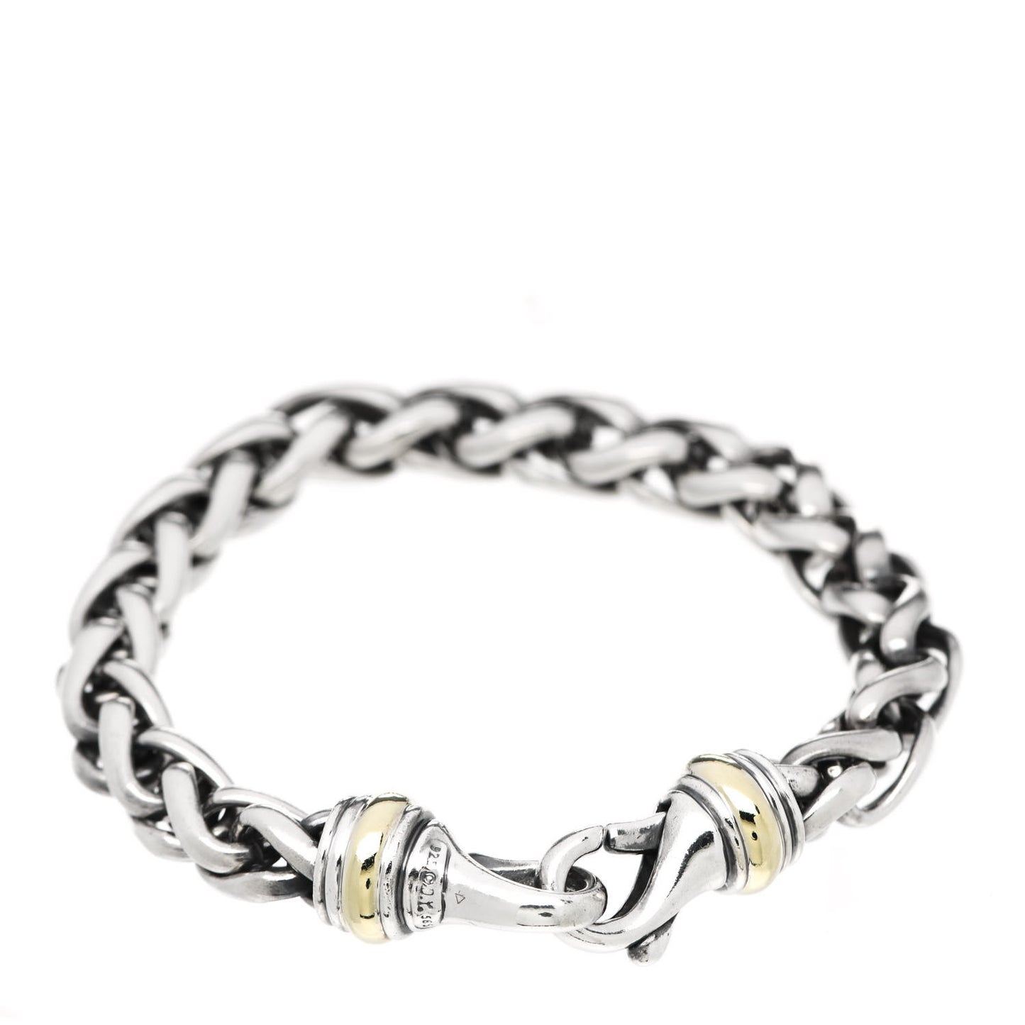 Sterling Silver 14K Yellow Gold 8mm Wheat Chain Bracelet