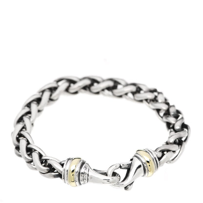 David Yurman Sterling Silver 14K Yellow Gold 8mm Wheat Chain Bracelet 3 of 5