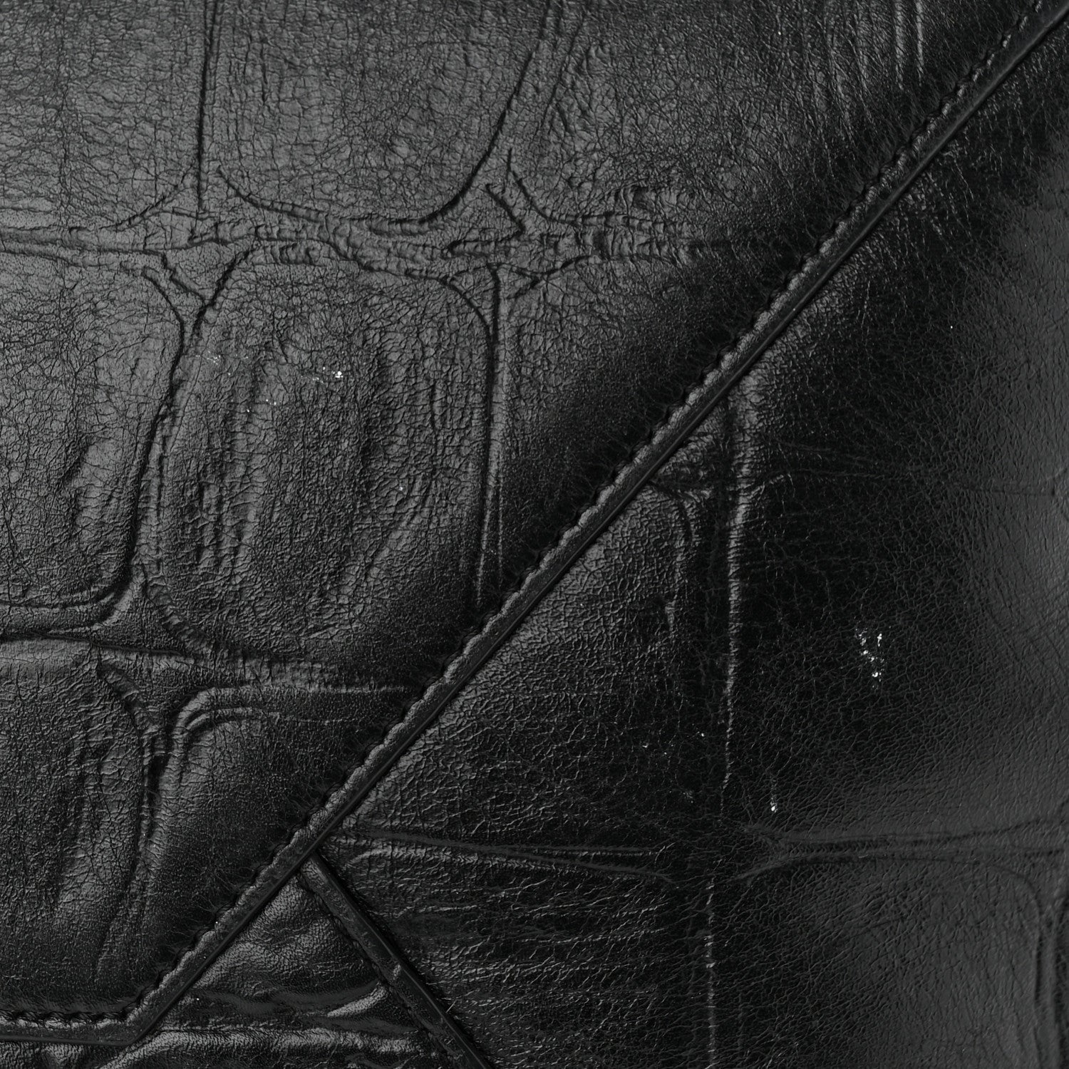 Celine Crocodile Embossed Calfskin Medium Belt Cabas Phantom Black 12 of 12