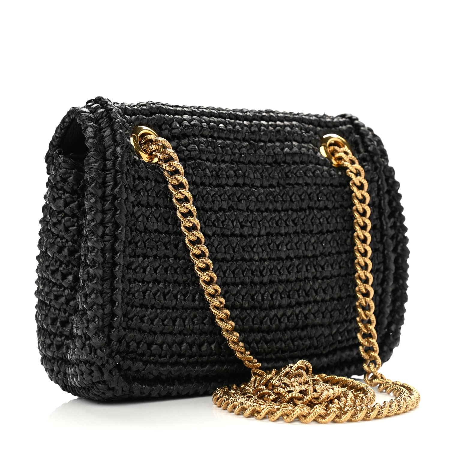 Dolce & Gabbana Raffia Woven Devotion Envelope Shoulder Bag Black 3 of 9