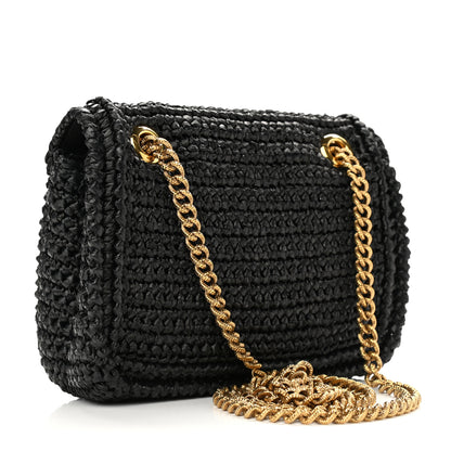 Dolce & Gabbana Raffia Woven Devotion Envelope Shoulder Bag Black 3 of 9
