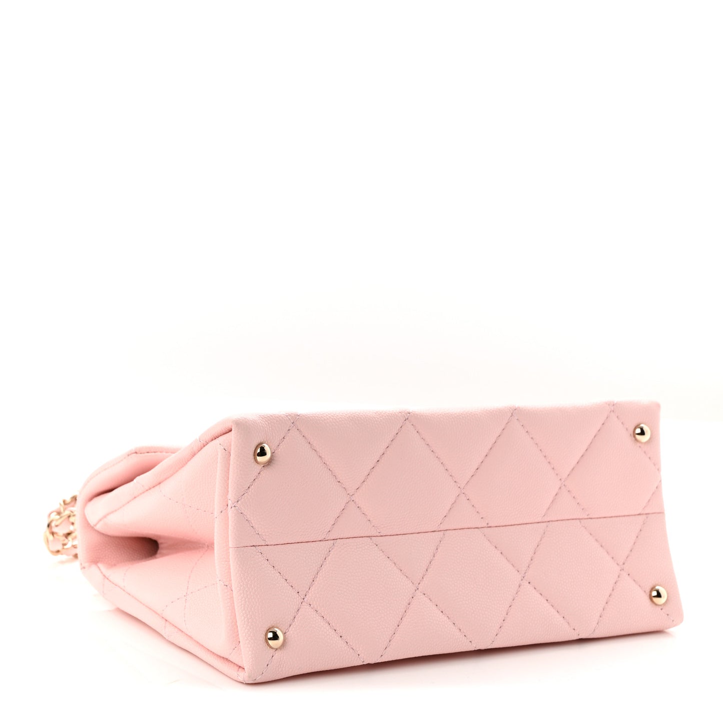 Caviar Quilted Mini Retro Twist Top Handle Flap Light Pink