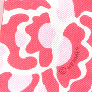 Hermes Silk Bingata Twilly Fuchsia Corail Brun 3 of 4