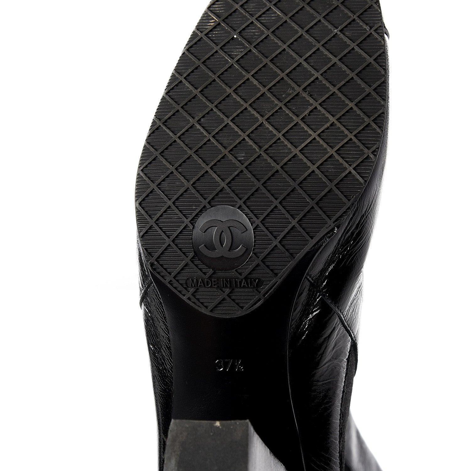 Chanel Lambskin Patent Cap Toe Ankle Boots 37.5 Black 10 of 10