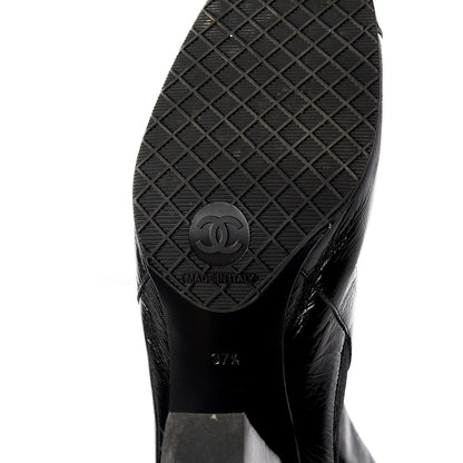 Chanel Lambskin Patent Cap Toe Ankle Boots 37.5 Black 10 of 10