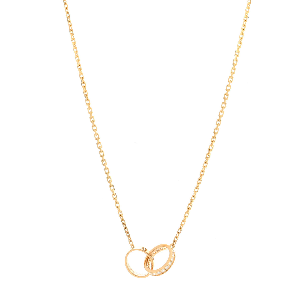 Cartier 18K Yellow Gold Diamond Interlocking LOVE Necklace 1 of 6