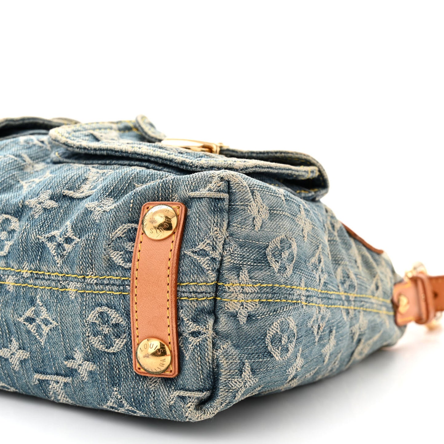 Monogram Denim Baggy PM Long Strap Blue