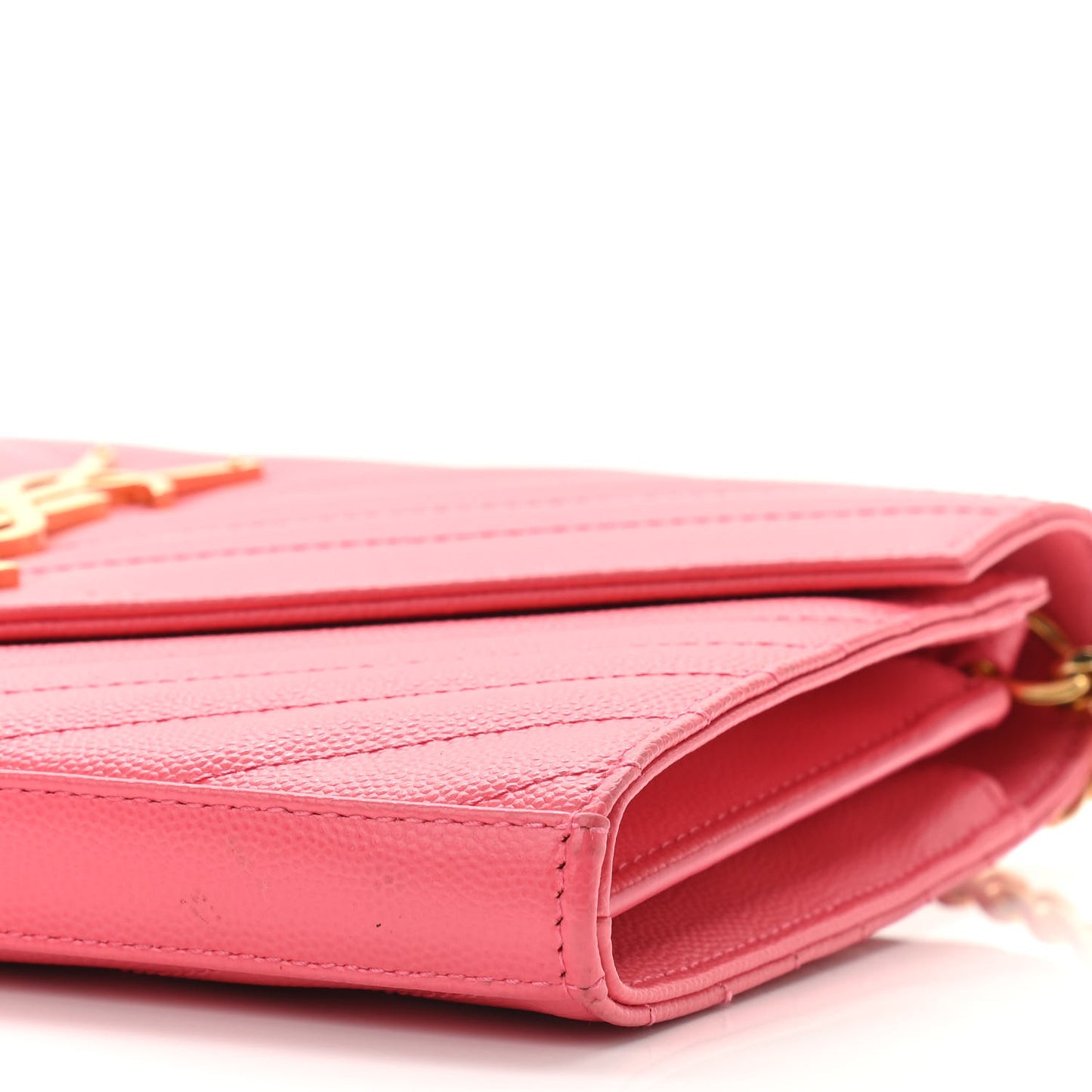 Grain De Poudre Matelasse Chevron Monogram Chain Wallet Rose Clair