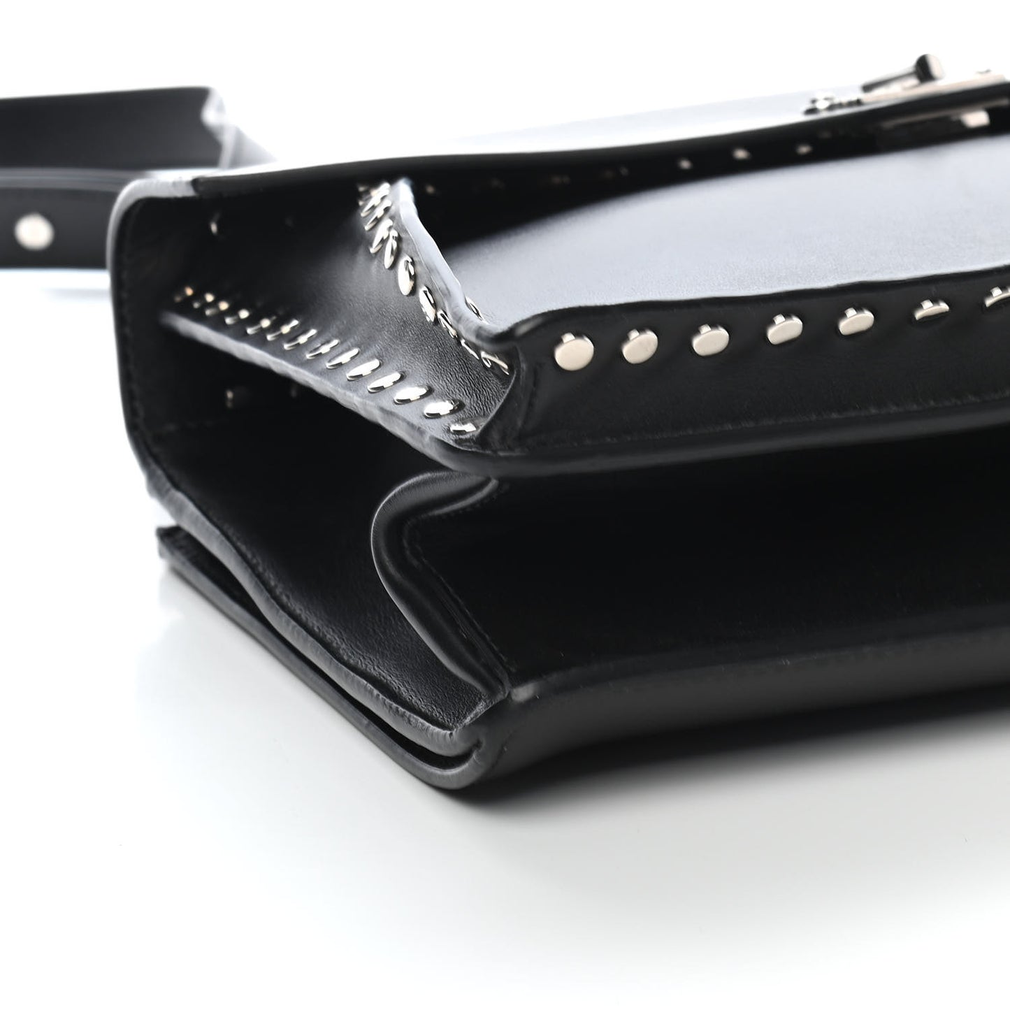 Calfskin Medium Studded Hava Top Handle Bag Black
