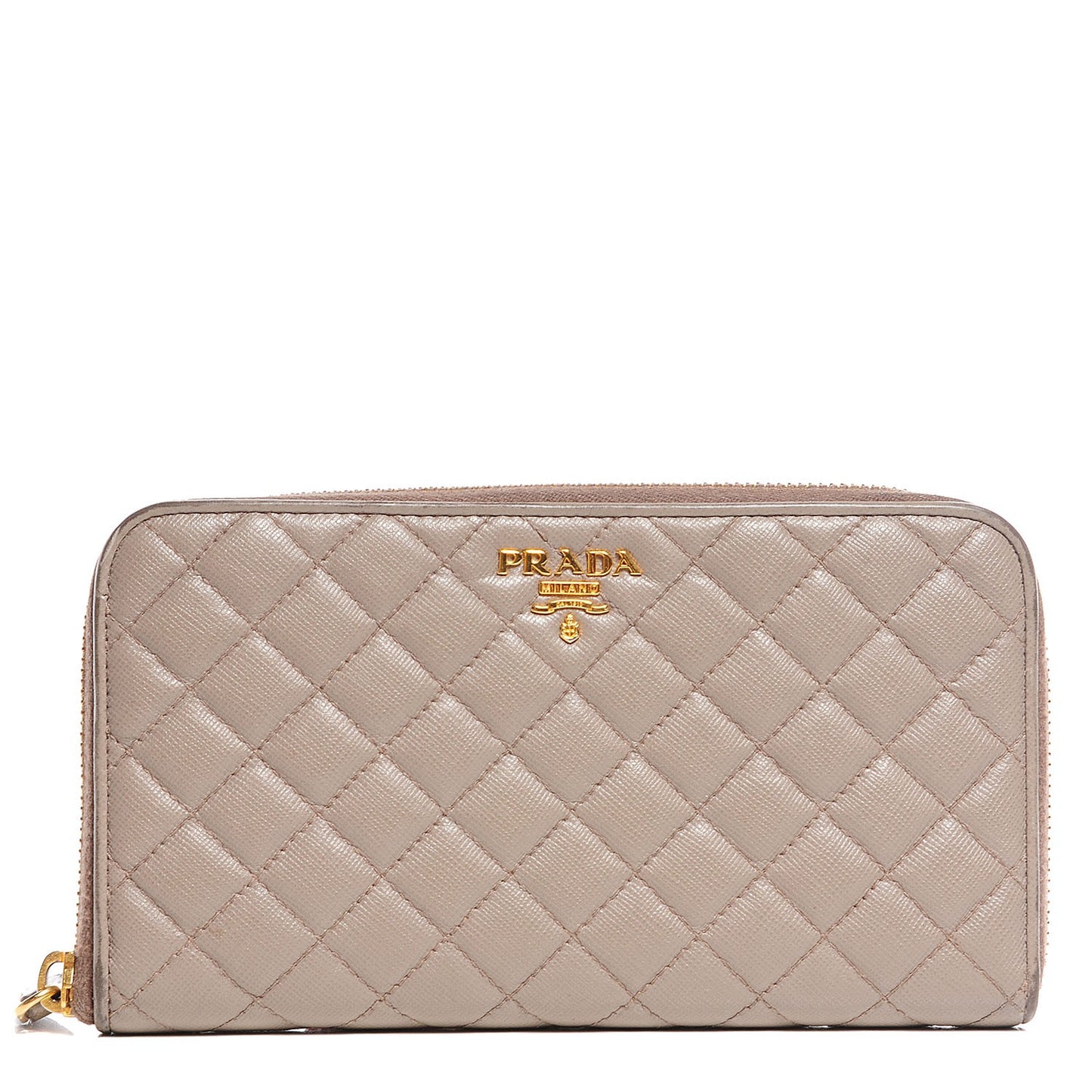 Saffiano Quilted Zip Around Wallet Argilla
