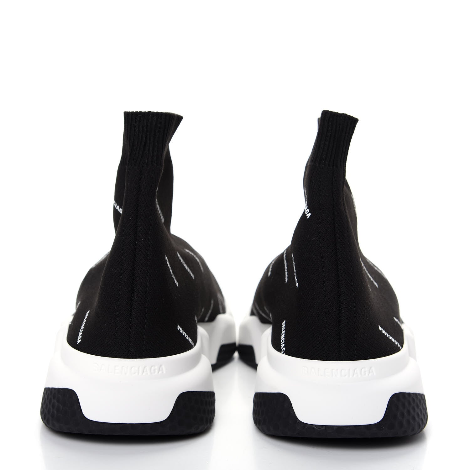 Balenciaga Neoprene Knit Allover Logo Bi-Color Sole Mens Speed Sneakers 43 Black White 7 of 11