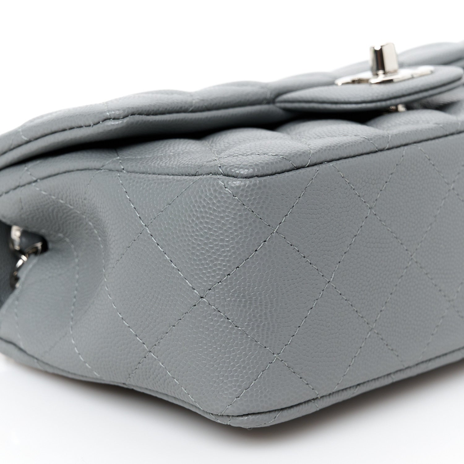 Chanel Caviar Quilted Mini Rectangular Flap Grey 10 of 11
