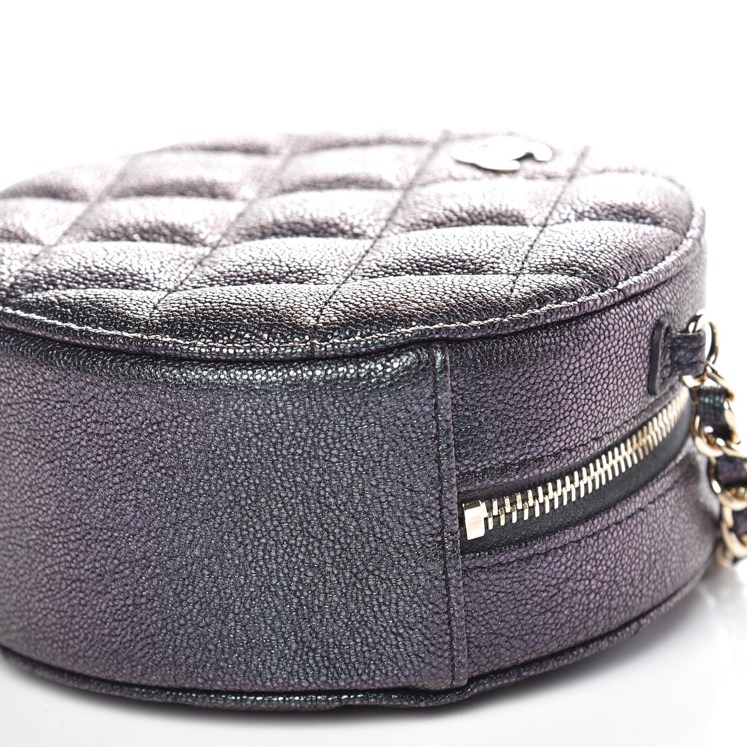 Chanel Iridescent Caviar Quilted Round Clutch With Chain Black 9 of 10