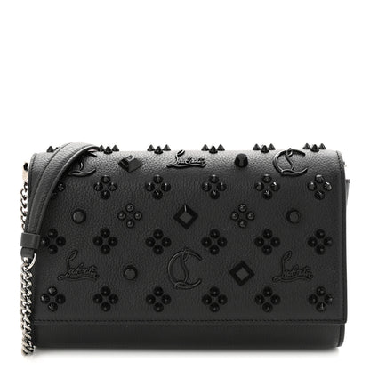 Christian Louboutin Calfskin Spikes Loubinthesky Paloma Clutch Black 1 of 10