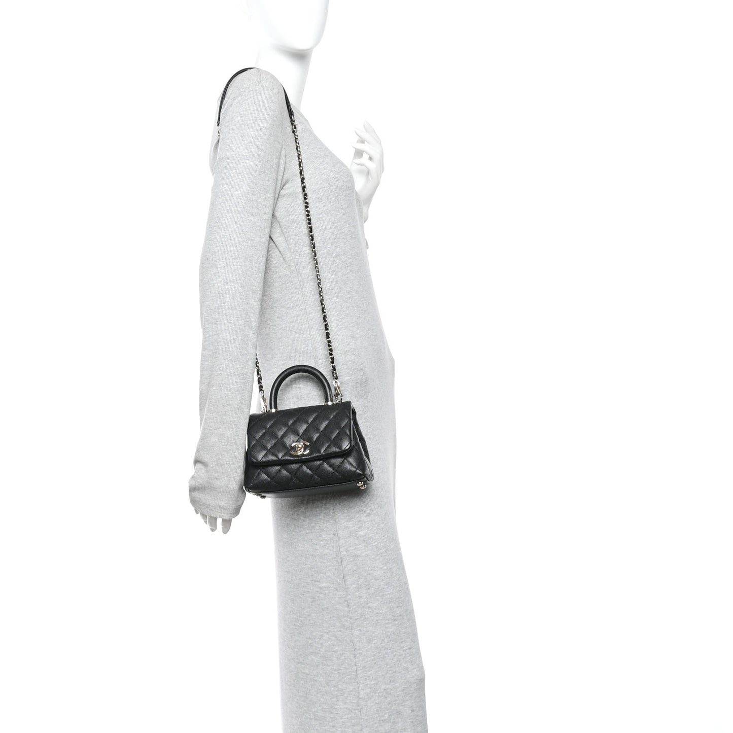 Caviar Quilted Extra Mini Coco Handle Flap Black