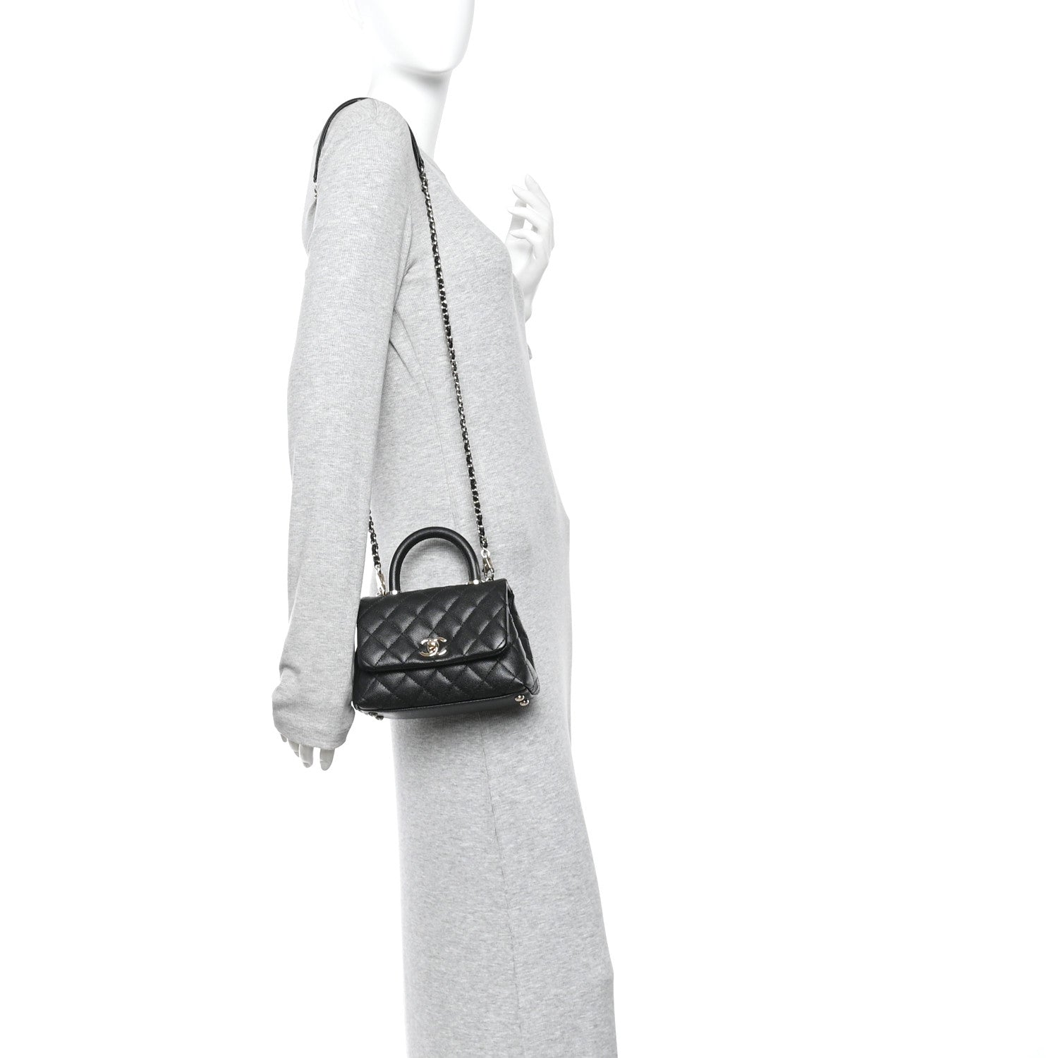 Chanel Caviar Quilted Extra Mini Coco Handle Flap Black 2 of 10