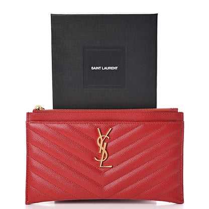 Saint Laurent Grain De Poudre Chevron Monogram Bill Pouch Bandana Red 10 of 10