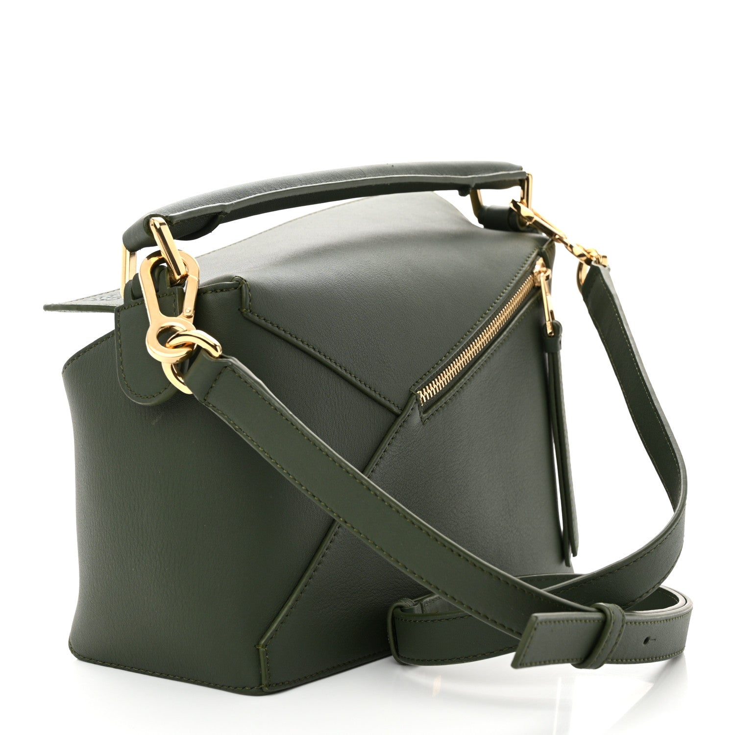 LOEWE オリーブグリーン ショルダーバッグ Loewe Calfskin Small Puzzle Edge Bag Bottle Green 1495966