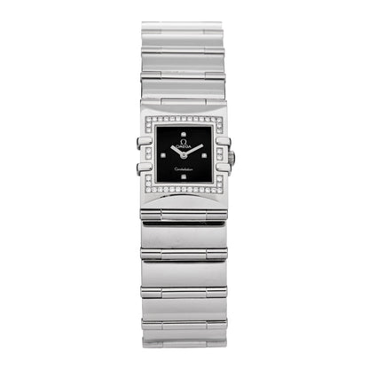 Omega Stainless Steel Diamond 19mm Constellation Quadra Quartz Watch Black 1528.46.00 1 of 5