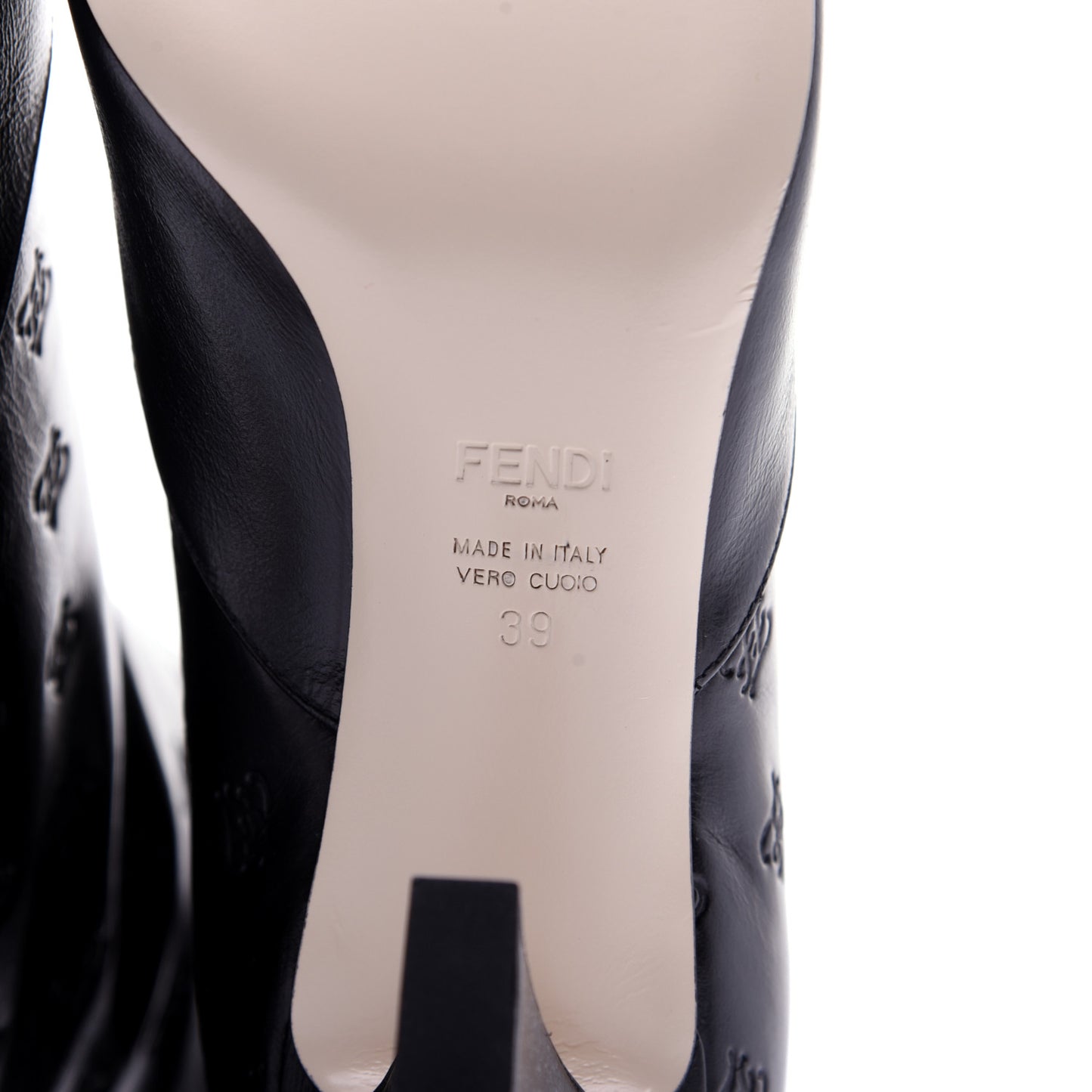 Vitello Karligraphy Embossed FFreedom Ankle Boots 39 Black