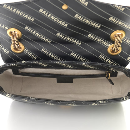 Gucci X BALENCIAGA Calfskin Matelasse Logo Print Small GG Marmont Shoulder Bag Black 5 of 13