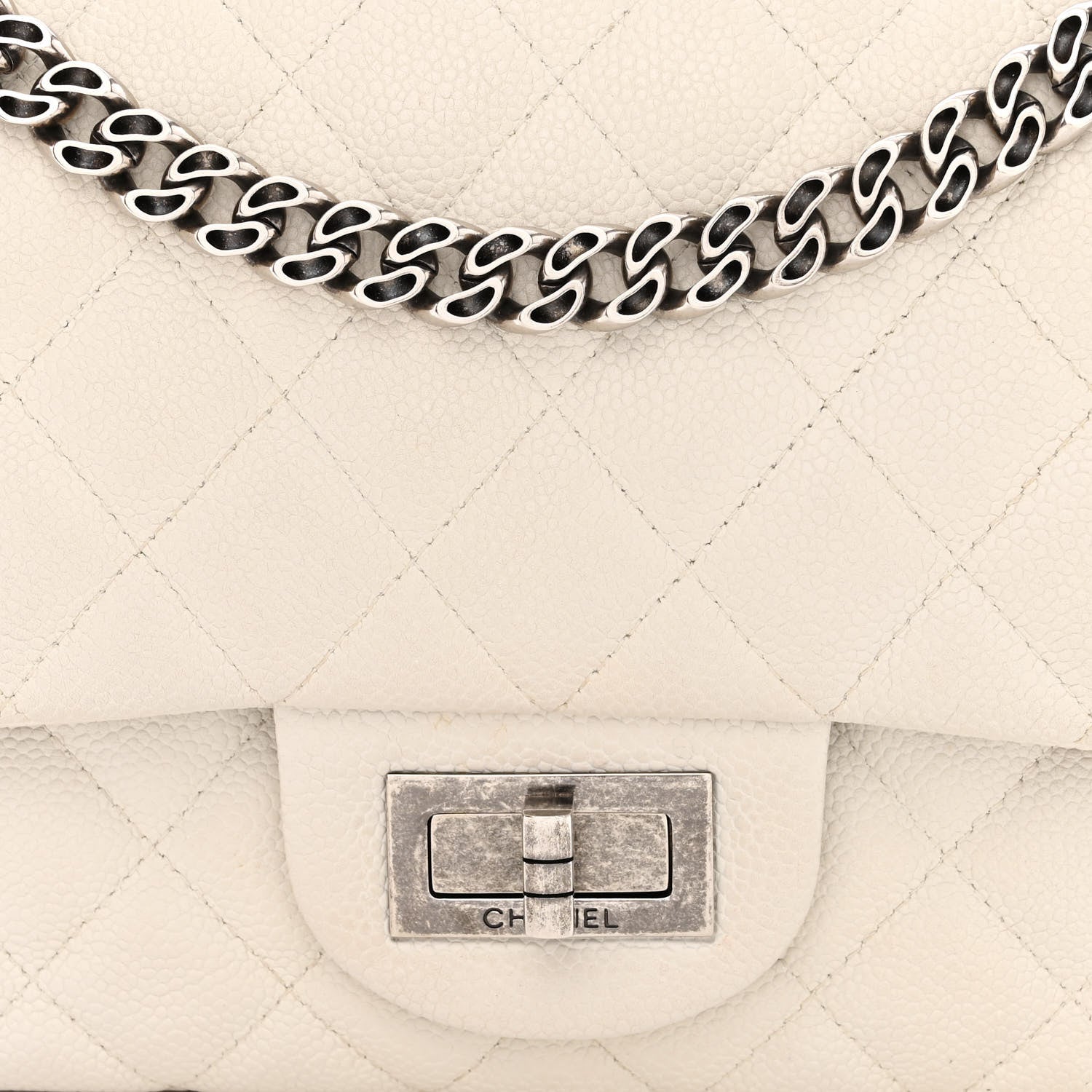 Chanel Washed Caviar Quilted 2.55 Reissue 225 Bijoux Chain Flap White 8 of 12