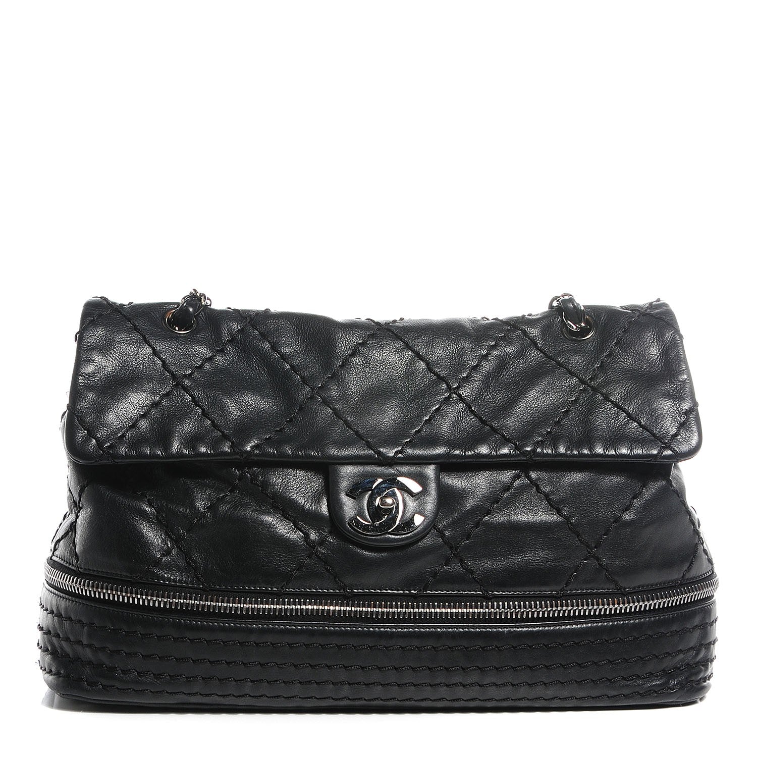 Chanel Calfskin Large Expandable Flap Bag Black 1 of 7
