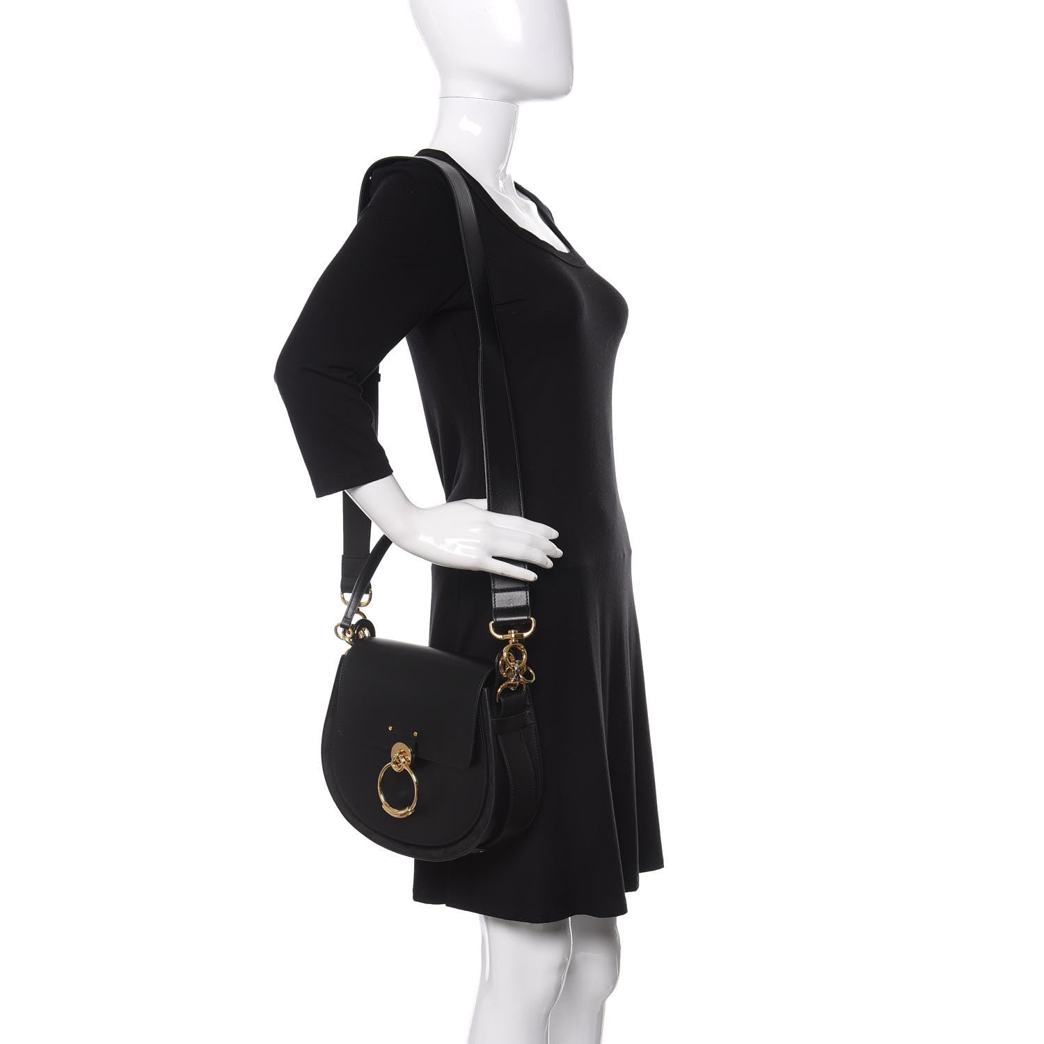 Chloe Calfskin Suede Large Tess Bag Black 2 of 10