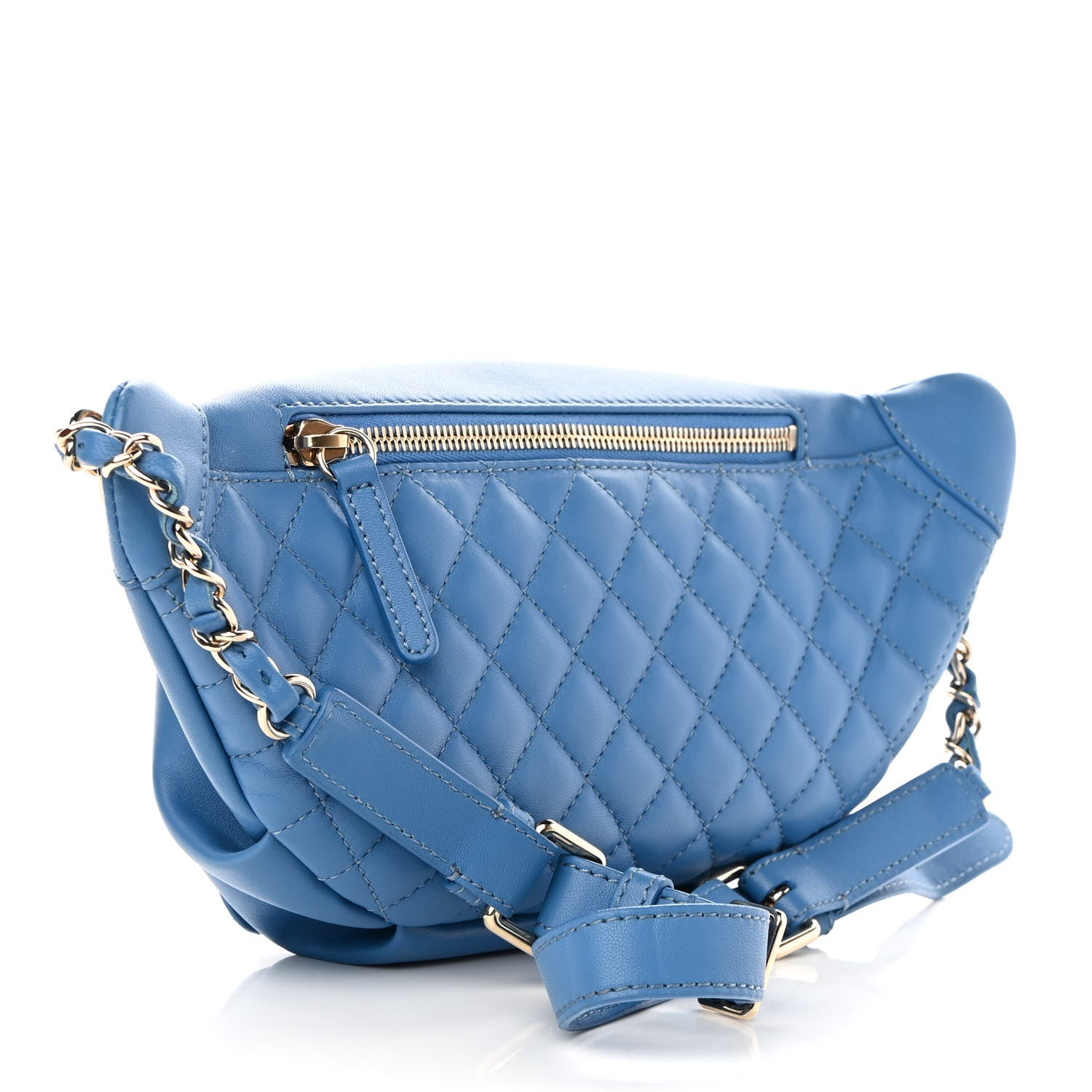 Chanel Lambskin Quilted Bi Waist Bag Fanny Pack Blue 3 of 10