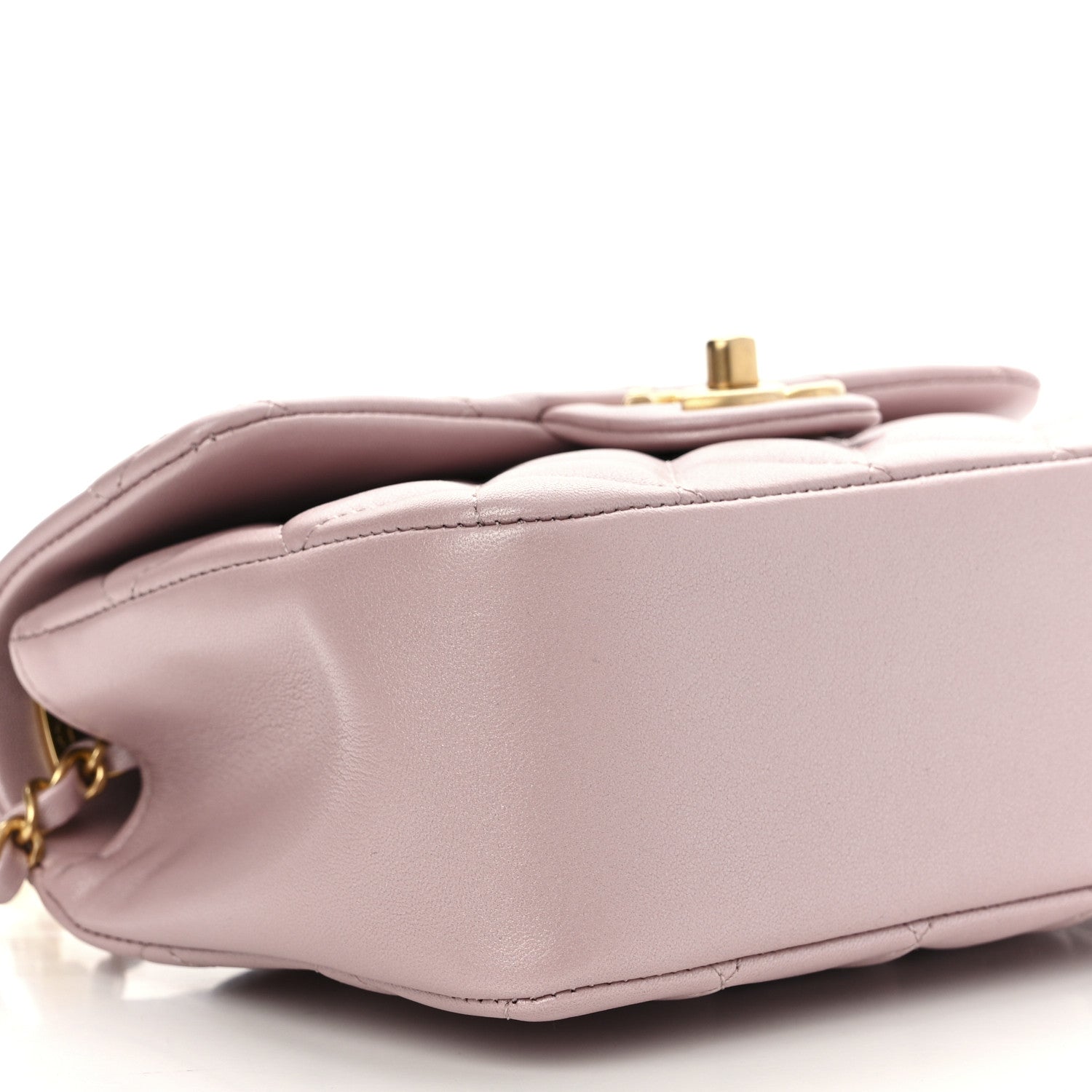 Chanel Shiny Lambskin Quilted Pearl Twist Mini Square Flap Light Pink 9 of 10