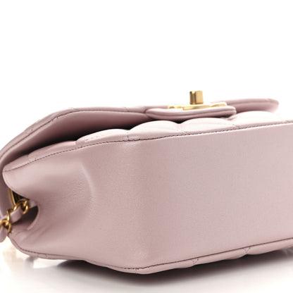 Chanel Shiny Lambskin Quilted Pearl Twist Mini Square Flap Light Pink 9 of 10