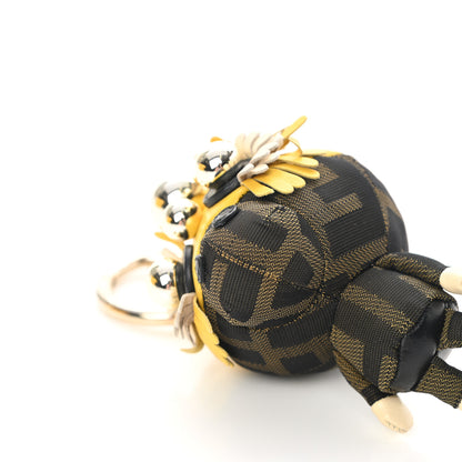 Fendi Shiny Nappa Zucca Pearl Fringe F is Fendi Space Monkey Bag Charm Sunflower Burro Tobacco 6 of 7