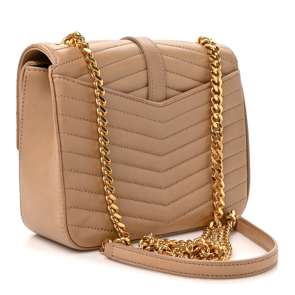 Lambskin Matelasse Chevron Monogram Small Sulpice Bag Sable Beige